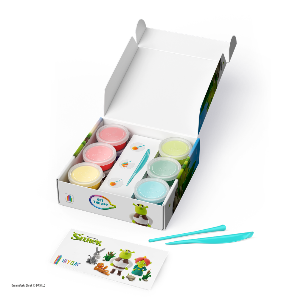 Hey Clay - Modelling Air-Dry Clay with Fun Interactive App - Shrek, 12 cans