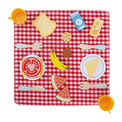 TookyToy - Pretend Play Wooden Picnic Basket Toy Set - Motherhood