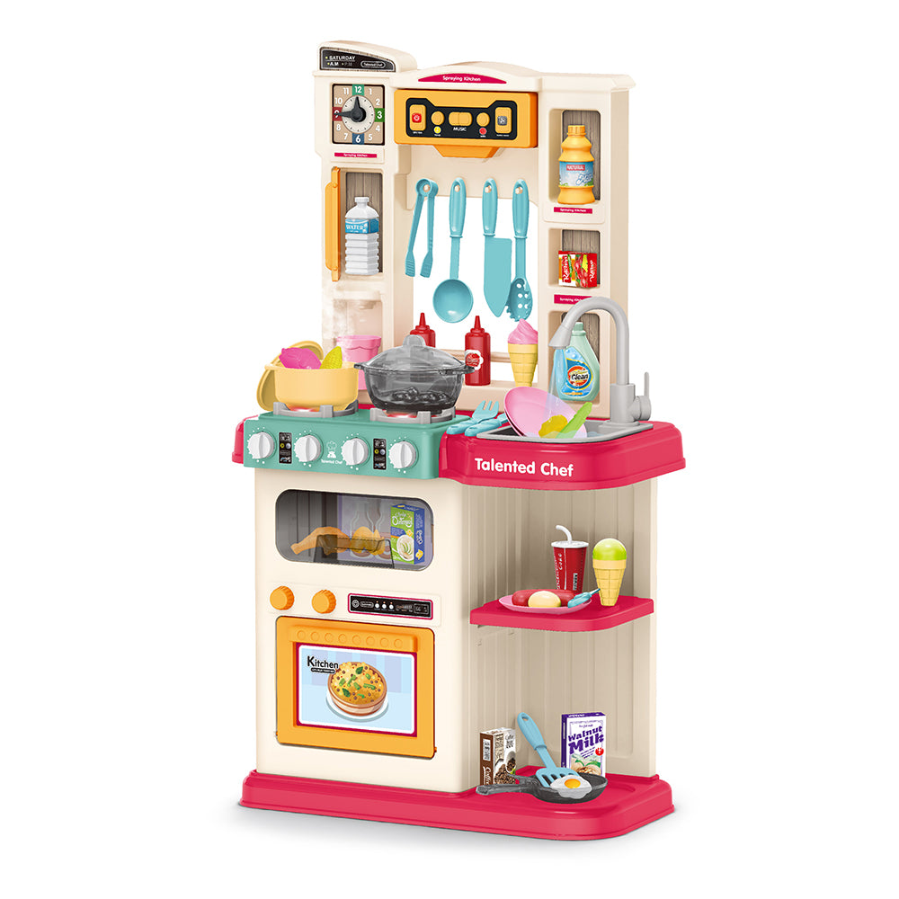 Cogo - Pretend & Play Kitchen Set with Light & Sound Effects - Pink - 65 Pieces