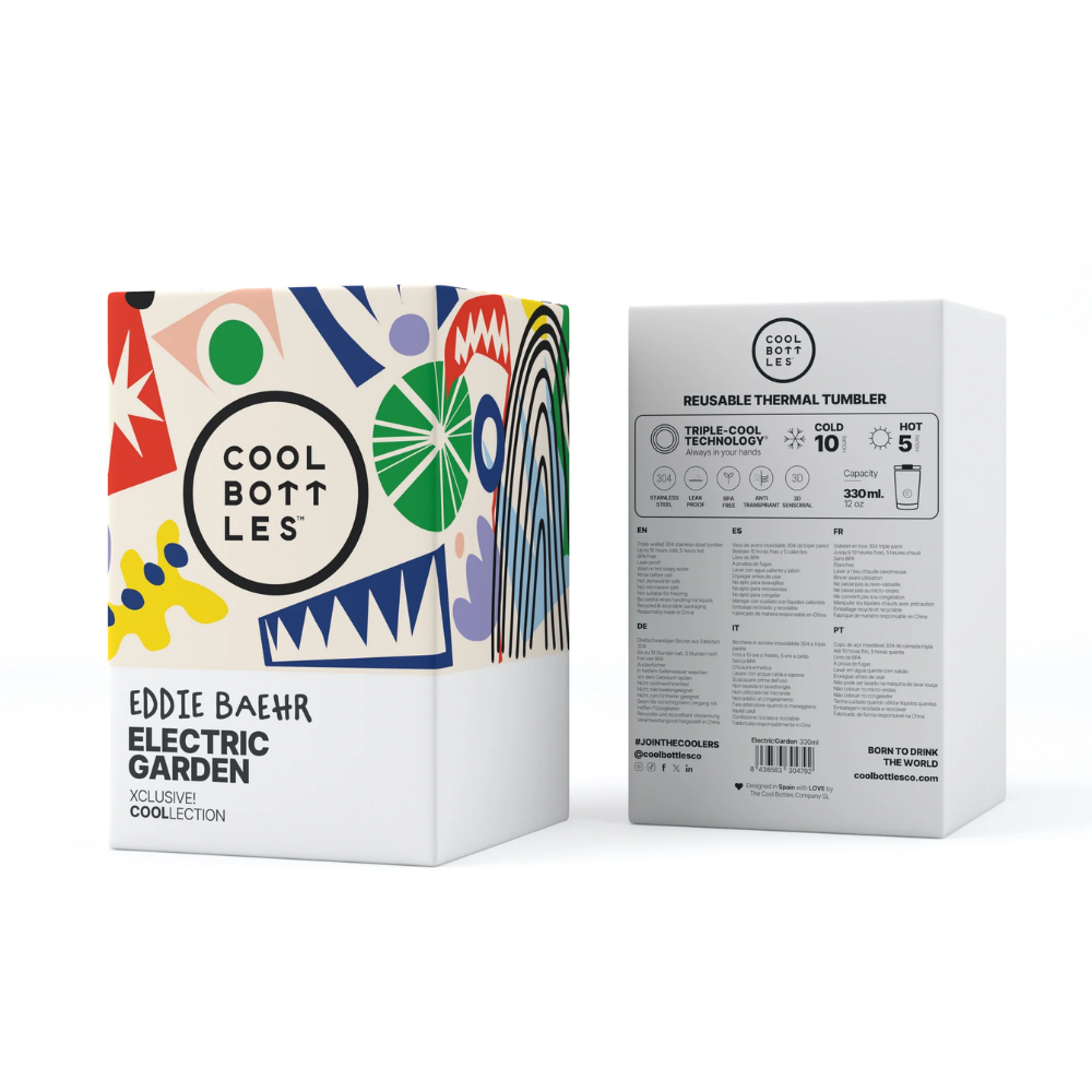 Cool Bottles - Triple-Insulated Travel Tumbler - Electric Garden 330ml