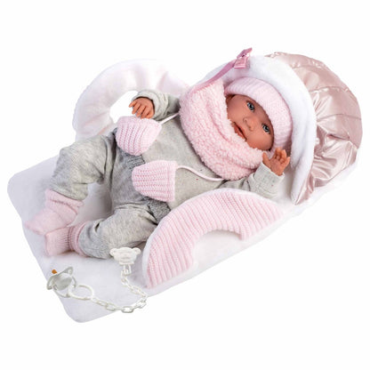 Llorens - Baby Girl Doll with Crying Mechanism, Carry Cot, Clothing & Accessories: Mimi - 42cm