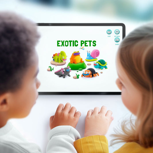 Hey Clay - Modelling Air-Dry Clay with Fun Interactive App - Chameleon, Series Exotic Pets, 3 cans