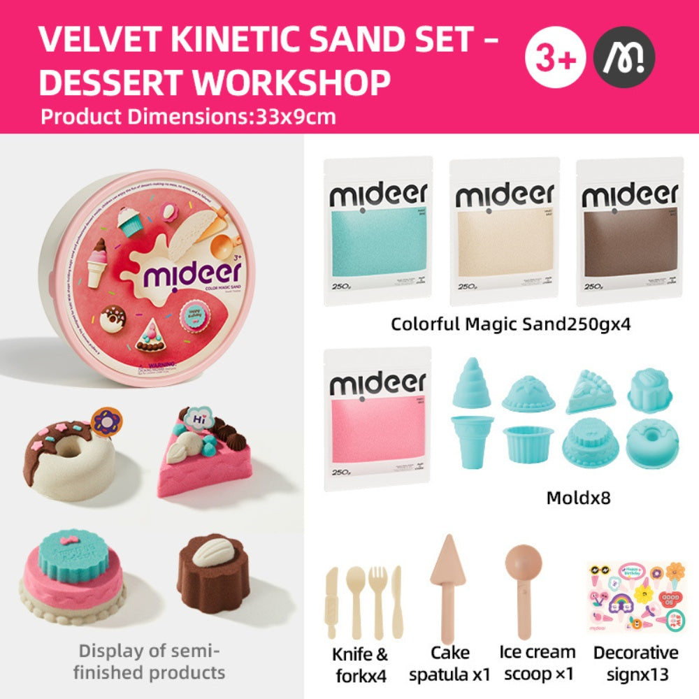 Mideer - Sweet Treat Magic Sand Play Set: 1kg Kinetic Sand with Sensory Bin, Moulds & Tools