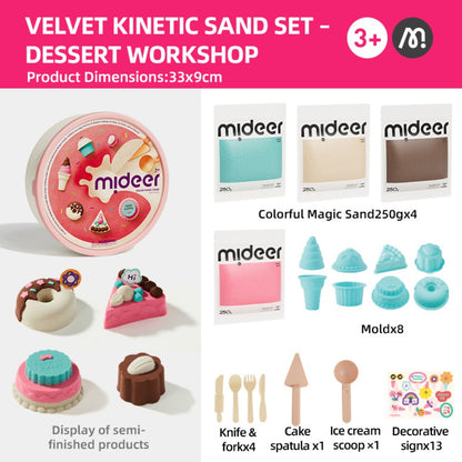 Mideer - Sweet Treat Magic Sand Play Set: 1kg Kinetic Sand with Sensory Bin, Moulds & Tools