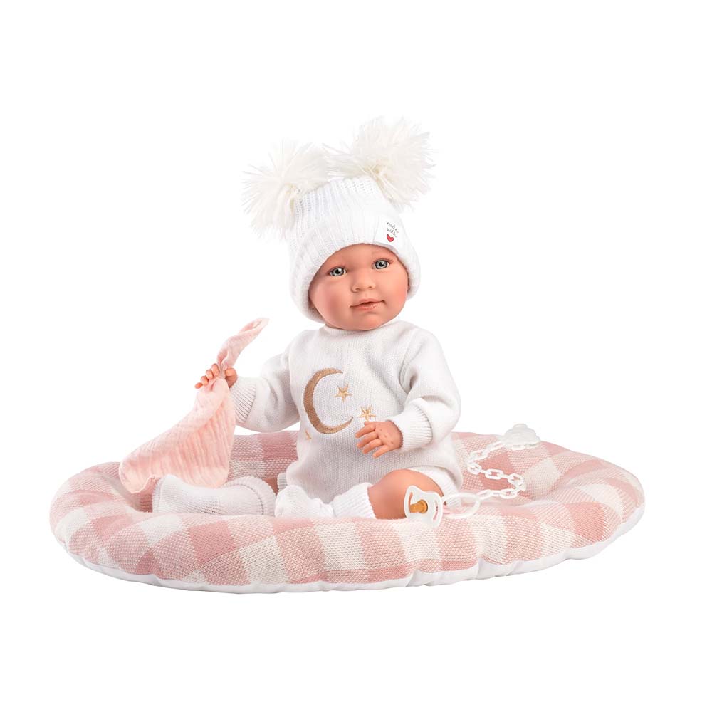 Llorens - Baby Girl Doll with Crying Mechanism, Clothing & Bed Cushion: Mimi - 42cm