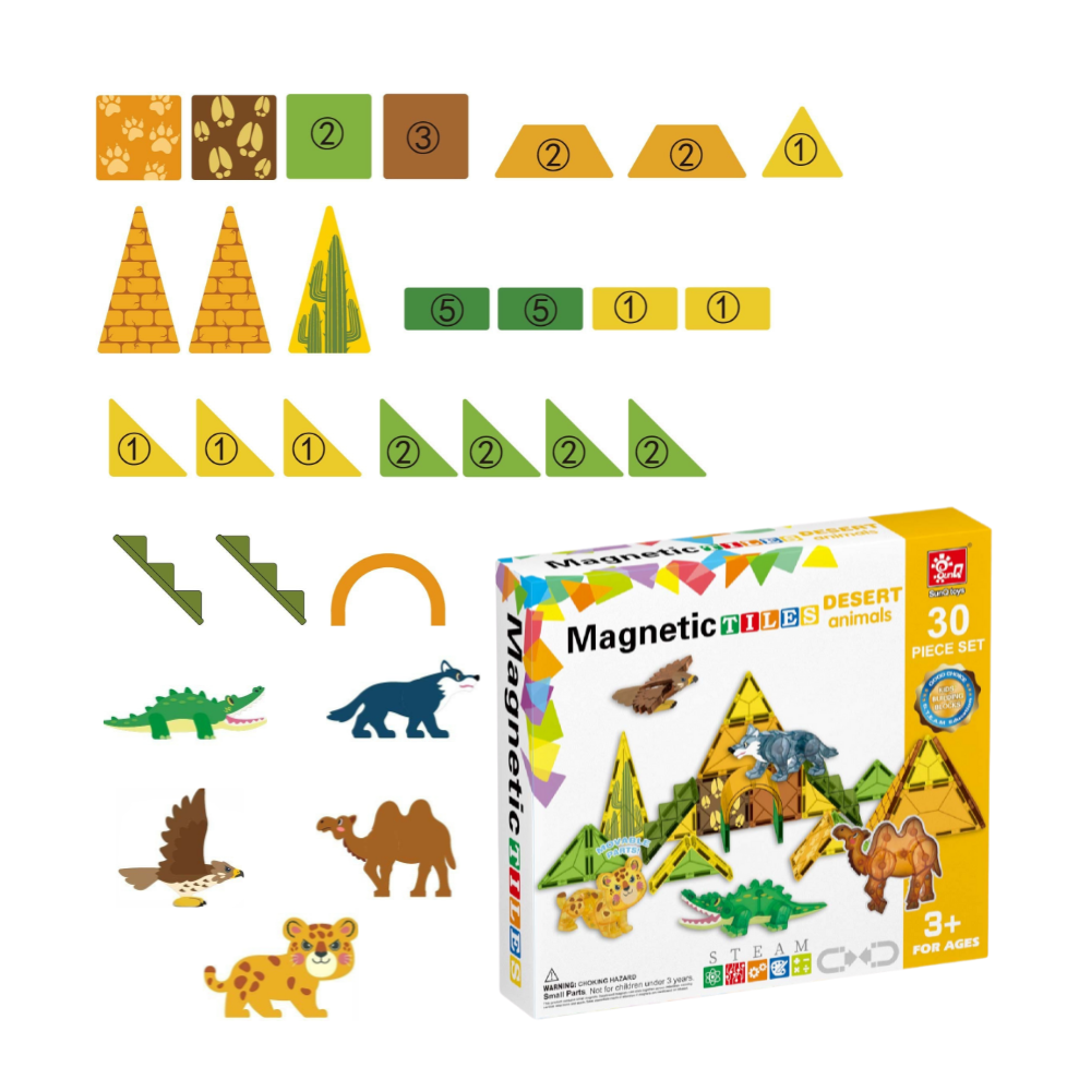 Magnetic Tiles - Wild Animals Set - 30 Pieces