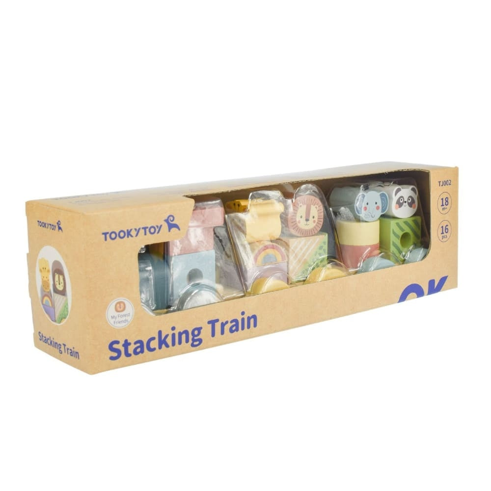 TookyToy - Wooden Stacking Train - Forest Friends - Set of 16