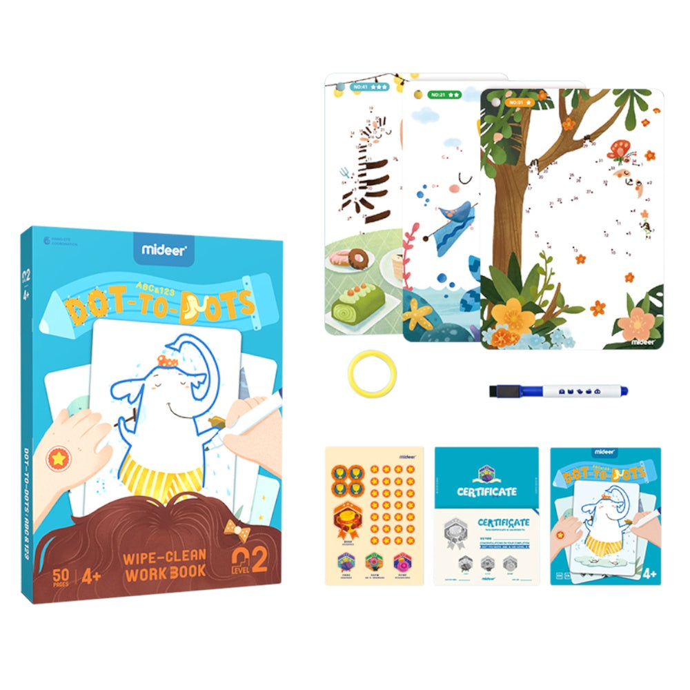 Mideer - Dot-to-Dot Wipe Clean Activity Cards - Reusable Connect the Dots for Kids