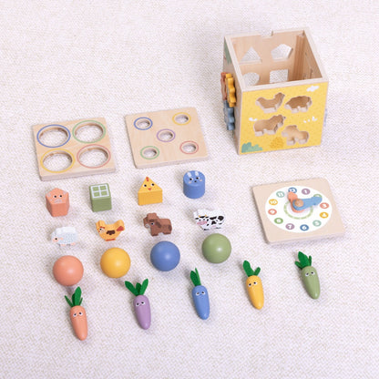 TookyToy - Wooden Play Cube Activity Toy
