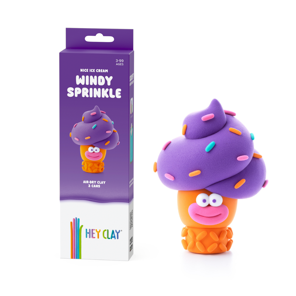 Hey Clay - Modelling Air-Dry Clay with Fun Interactive App - Windy Sprinkle, Series Nice Ice Cream, 3 cans