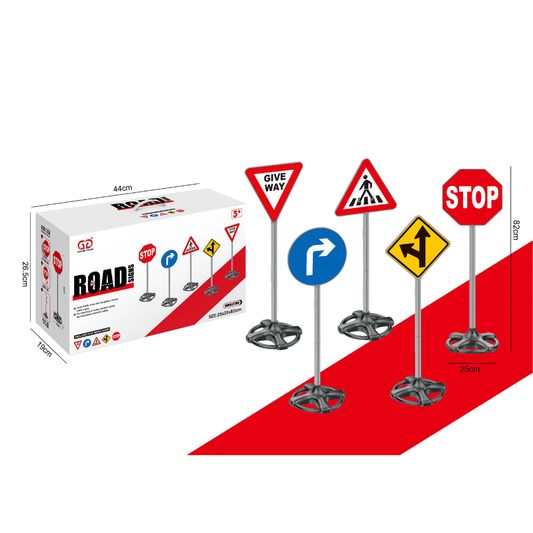 Pretend & Play Road Signs Set of 5 - Road Safety Role-Play Accessory