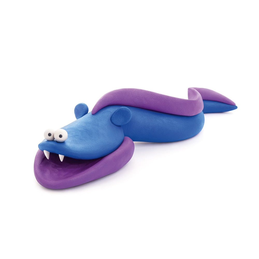 Hey Clay - Modelling Air-Dry Clay with Fun Interactive App - Clownfish, Discus Fish, Eel, Series Ocean, 6 cans