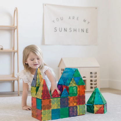 Magna-Tiles - Magnetic Construction Set - Translucent Colours - 100pcs