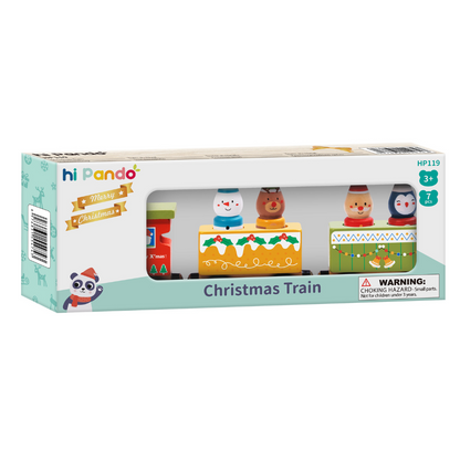 hi Pando - Wooden Magnetic Train Set - Christmas - 7 Pieces