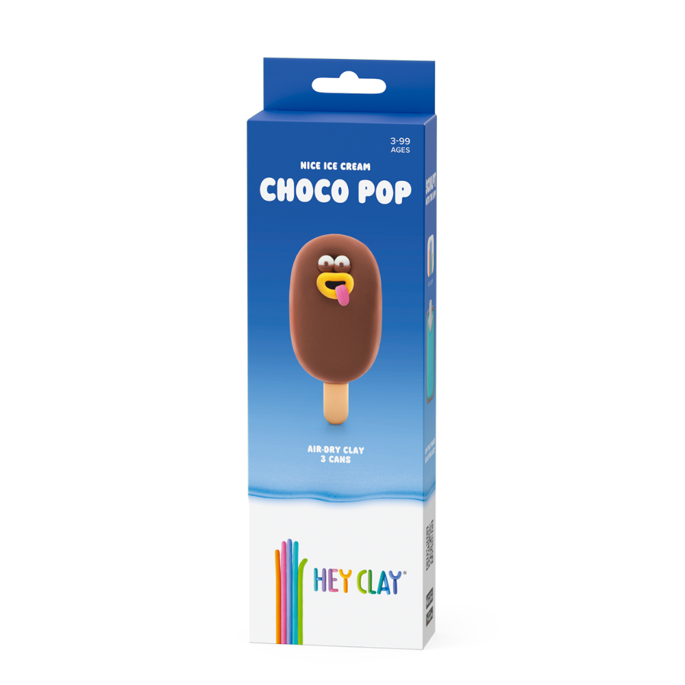 Hey Clay - Modelling Air-Dry Clay with Fun Interactive App - Choco Pop, Series Nice Ice Cream, 3 cans