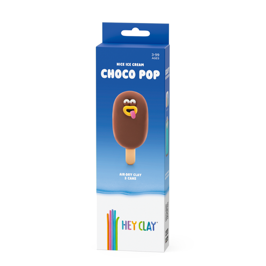 Hey Clay - Modelling Air-Dry Clay with Fun Interactive App - Choco Pop, Series Nice Ice Cream, 3 cans