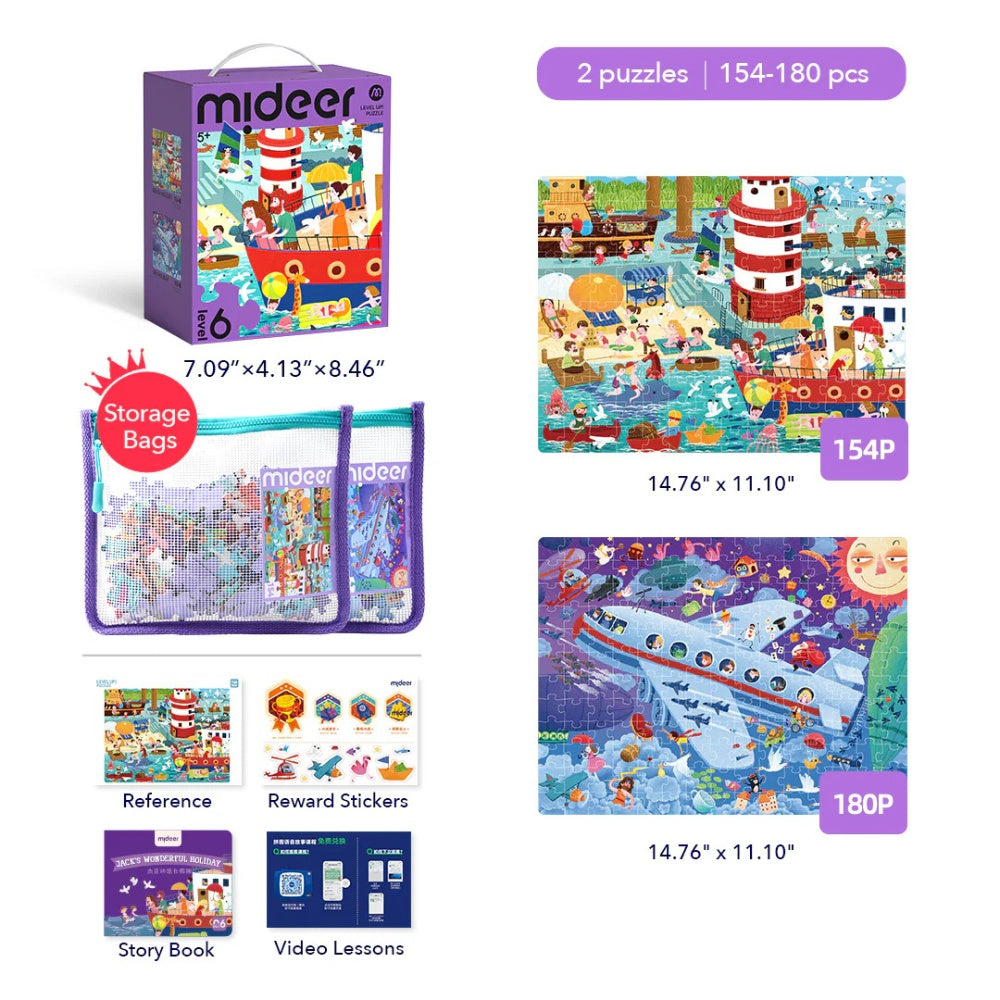 Mideer - Level Up Jigsaw Puzzle for Kids - 2-in-1 - Level 6 Relaxing Holiday