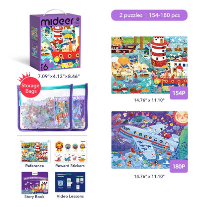 Mideer - Level Up Jigsaw Puzzle for Kids - 2-in-1 - Level 6 Relaxing Holiday