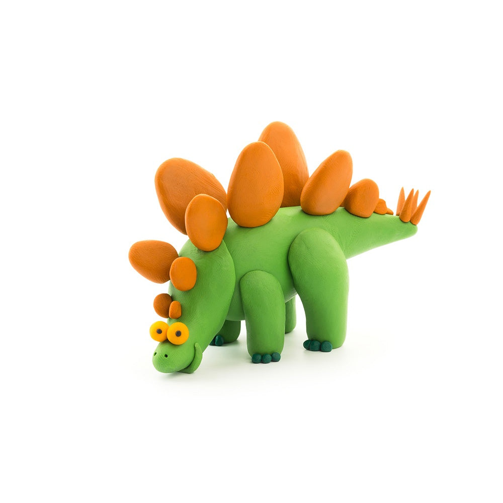 Hey Clay - Modelling Air-Dry Clay with Fun Interactive App - Stegosaurus, Pachycephalosaurus, Brachiosaurus, Series Dinos, 6 cans