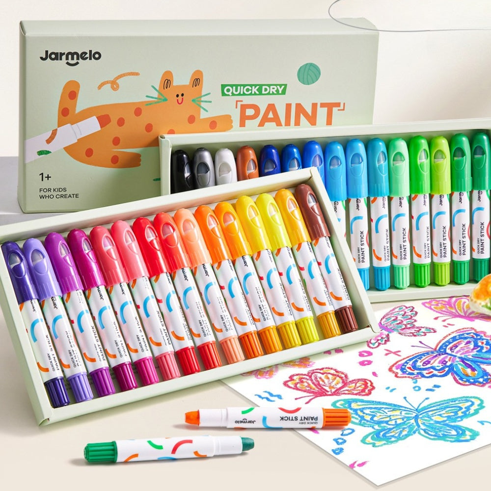Jar Meló - Twistable Washable Silky Crayons - Wet & Dry Art Set - 30 Colours