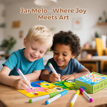 Jar Meló - Washable Markers - Broad Tip, 12 Vibrant Colours for Kids