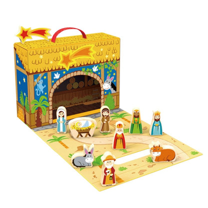 hi Pando - Nativity Scene - Wooden Christmas Story Play Box Set
