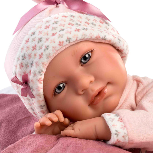 Llorens - Baby Girl Doll with Crying Mechanism, Clothing & Carry Cot: Mimi - 42cm
