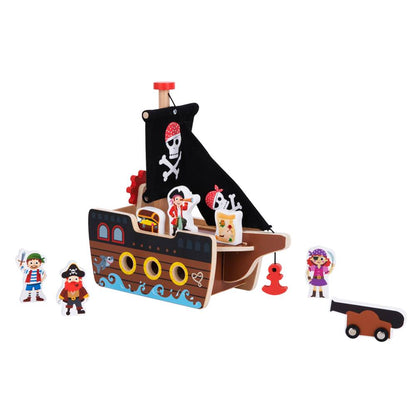 TookyToy - Pretend Play Wooden Pirate Ship Toy Set - Motherhood