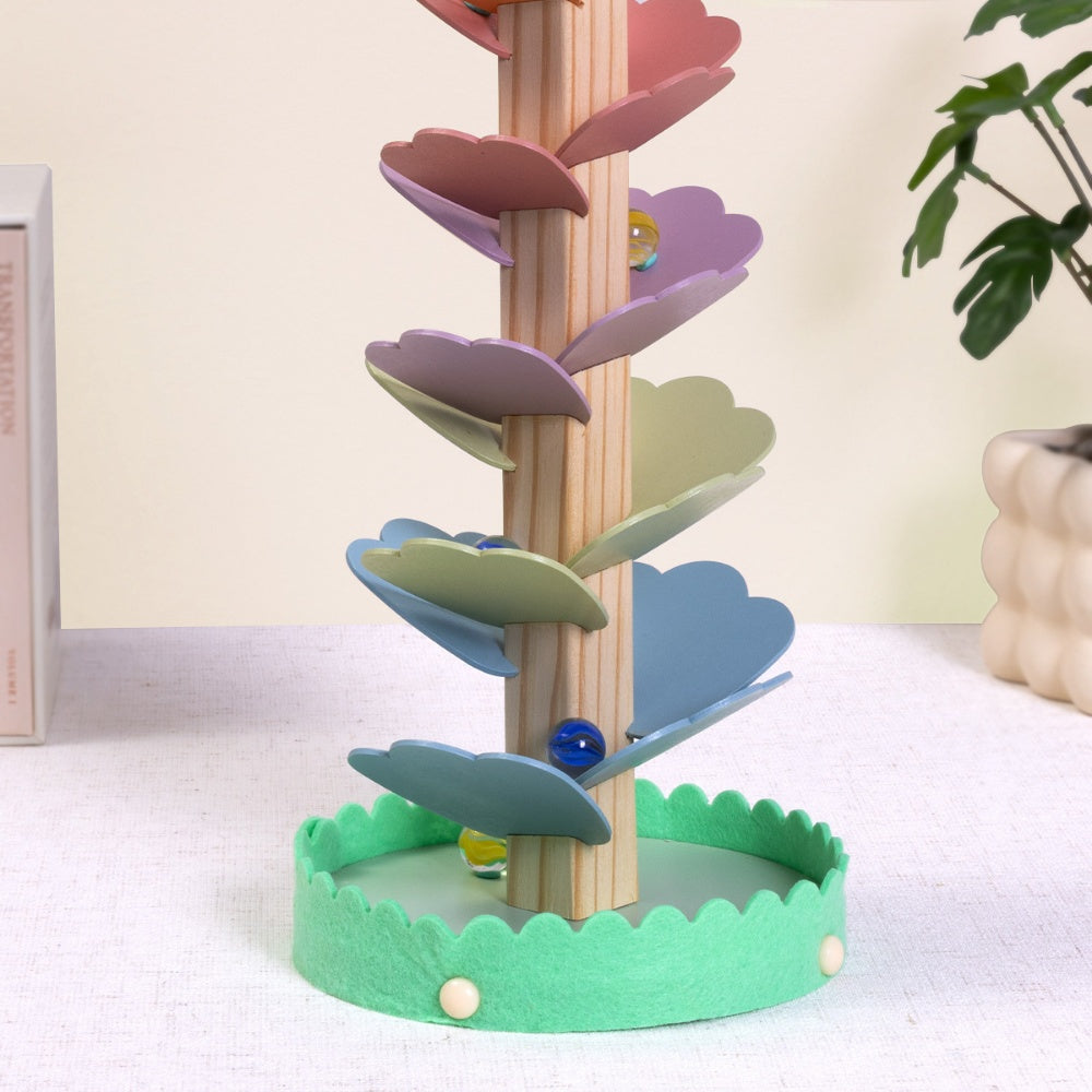 TookyToy - Wooden Ball Track Tree Toy with Spinning Leaves