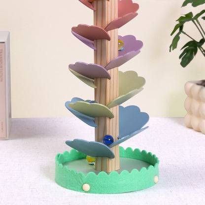 TookyToy - Wooden Ball Track Tree Toy with Spinning Leaves