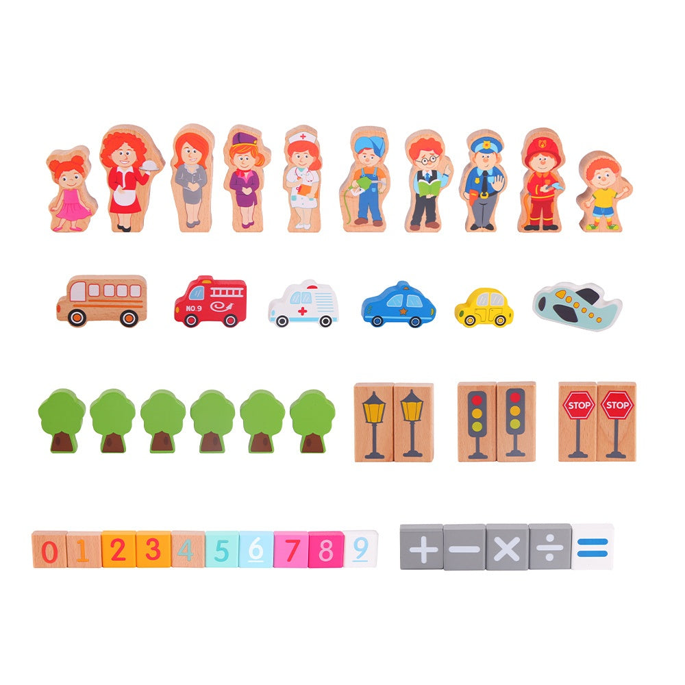 Classic World - Wooden City Building Blocks Set - 120 Pieces