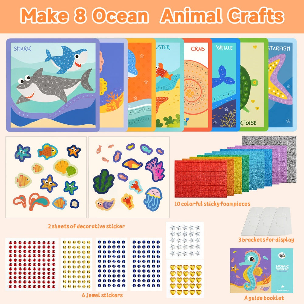 Jar Meló - Mosaic Sticker Art Kit - Ocean Journey Animal Craft Set