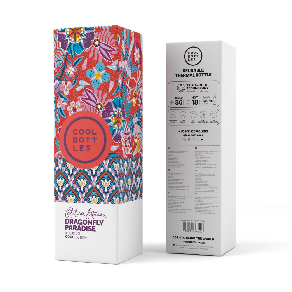 Cool Bottles - Triple-Insulated Water Bottle - Dragonfly Paradise 500ml