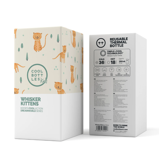 Cool Bottles - Kiddies Triple-Insulated Water Bottle - Whisker Kittens 350ml