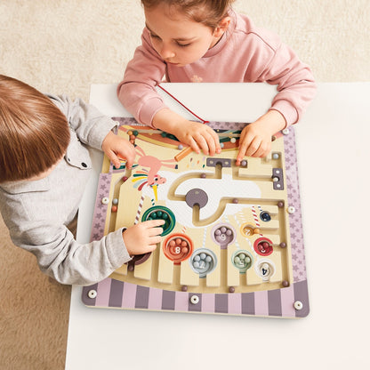 TopBright - Wooden Unicorn Magnetic Maze - Colour Sorting & Matching