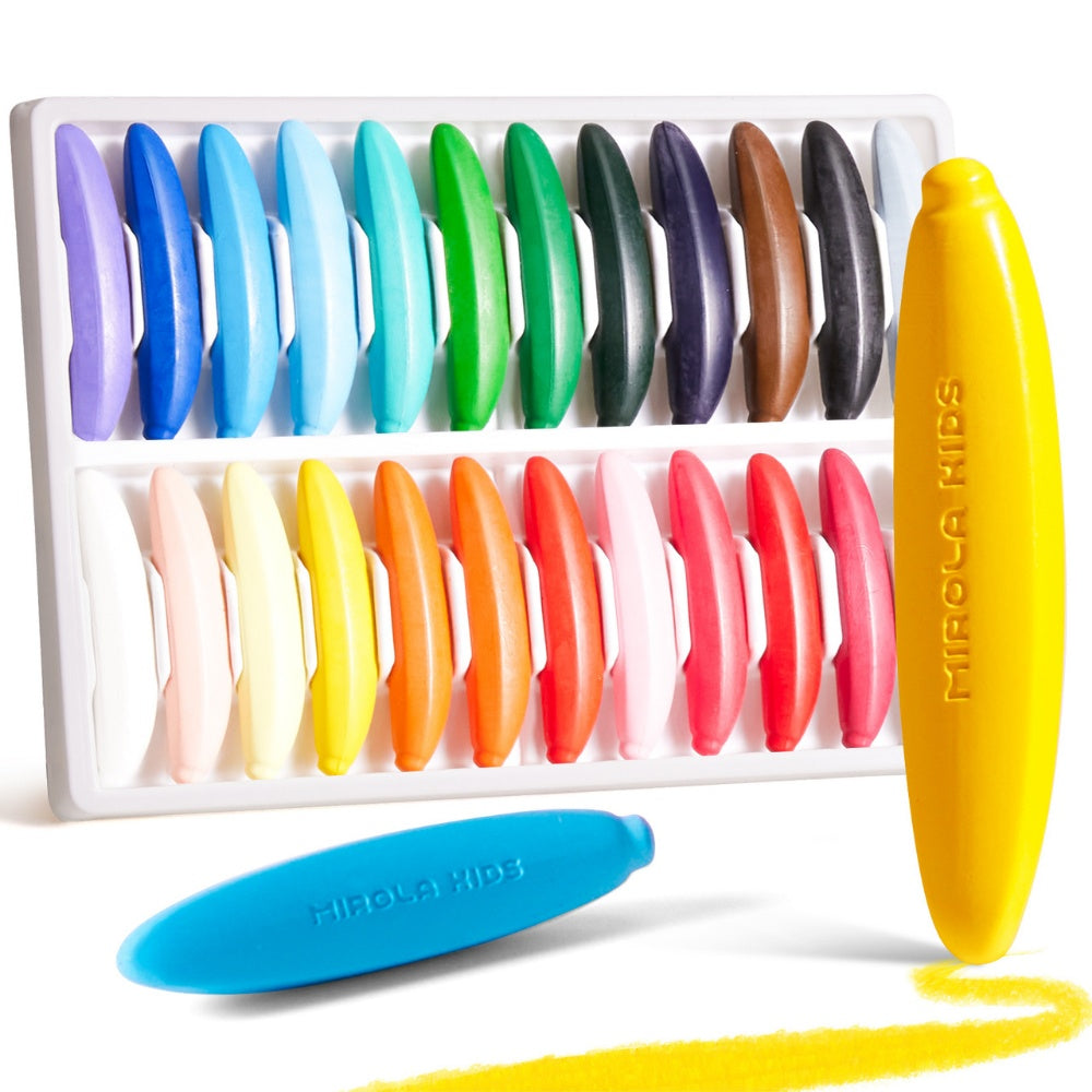 Jar Meló - Beeswax Crayons Banana Shape - 24 Washable & Non-Toxic Colours