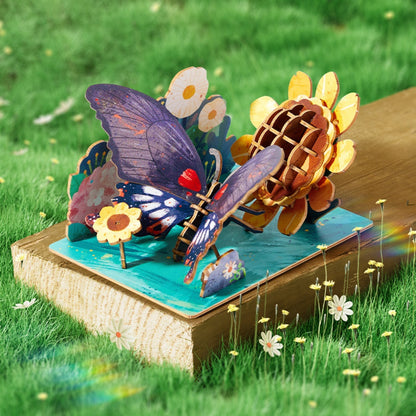Mideer - Wooden 3D Puzzle for Kids with Educational Flash Cards - Butterfly 48 Pieces