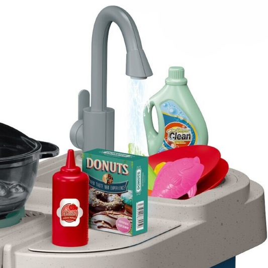 Cogo - Pretend & Play Kitchen Set with Light & Sound Effects - Blue - 72 Pieces