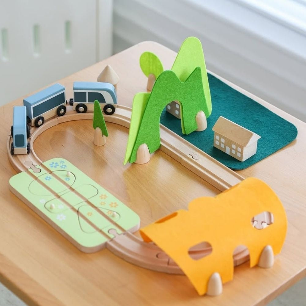 Classic World - Pretend & Play - Wooden Train Set - Forest 40 Piece