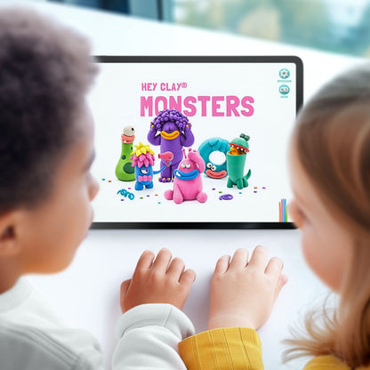 Hey Clay - Modelling Air-Dry Clay with Fun Interactive App - Cyclops, series Monsters, 3 cans-**
