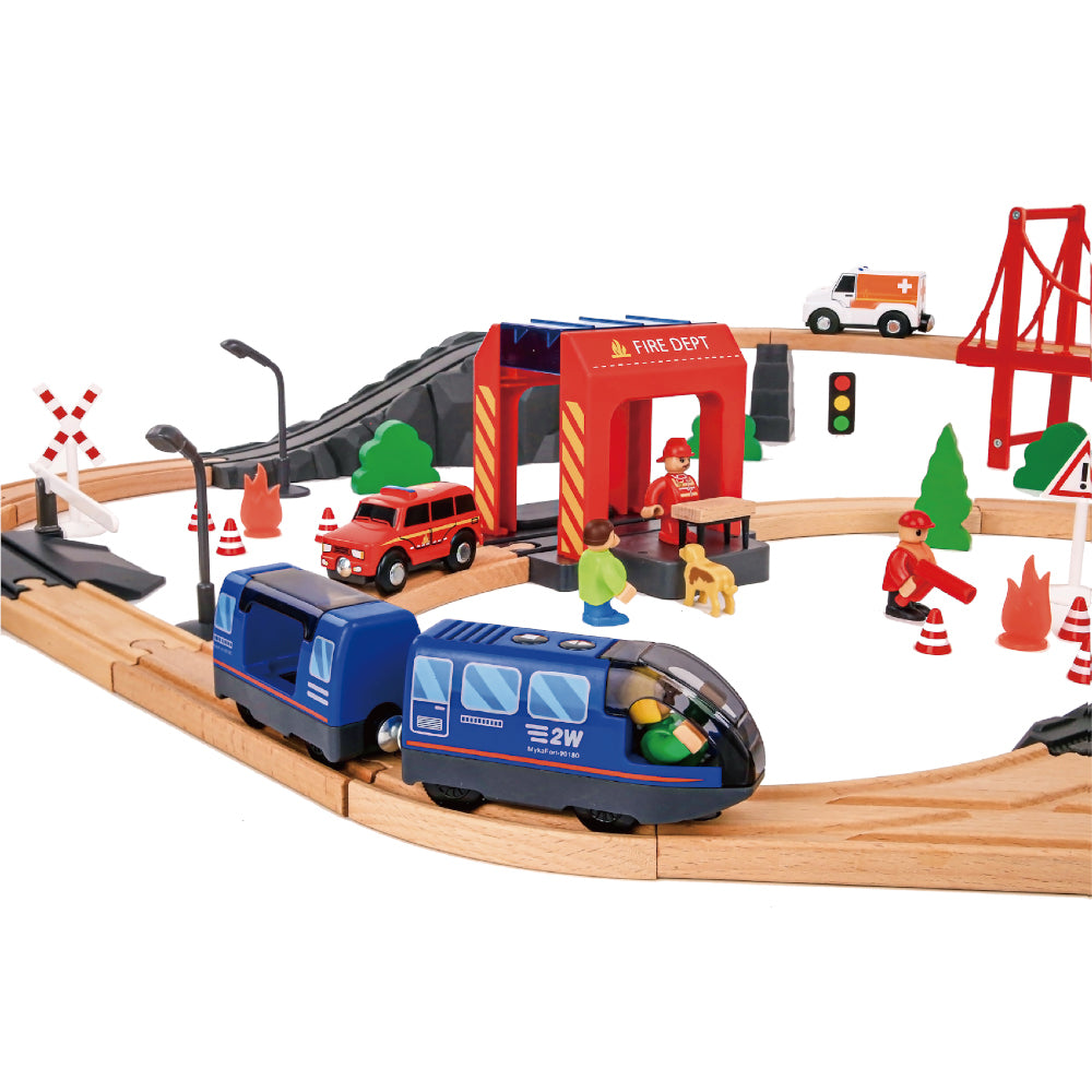 TookyToy - Wooden Train Set - Fire Rescue - Motherhood
