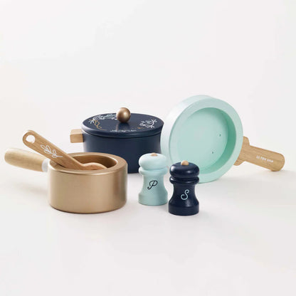Le Toy Van - Wooden Pots & Pans Kitchen Accessories - 7pcs