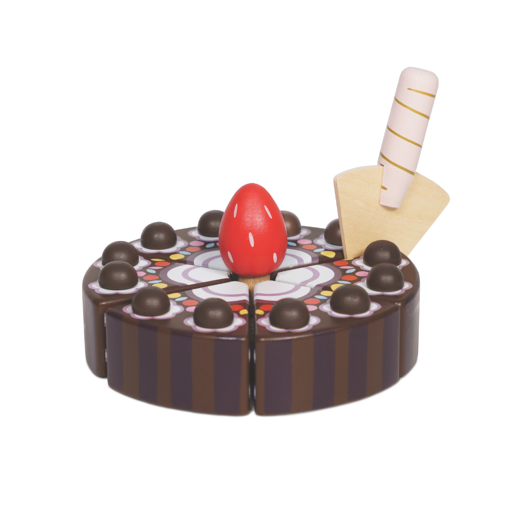 Le Toy Van - Wooden Chocolate Gateau Sliceable Cake - 8pcs