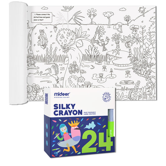 Mideer - Giant Colouring Roll - Jungle - 10m & 24 Crayons Bundle
