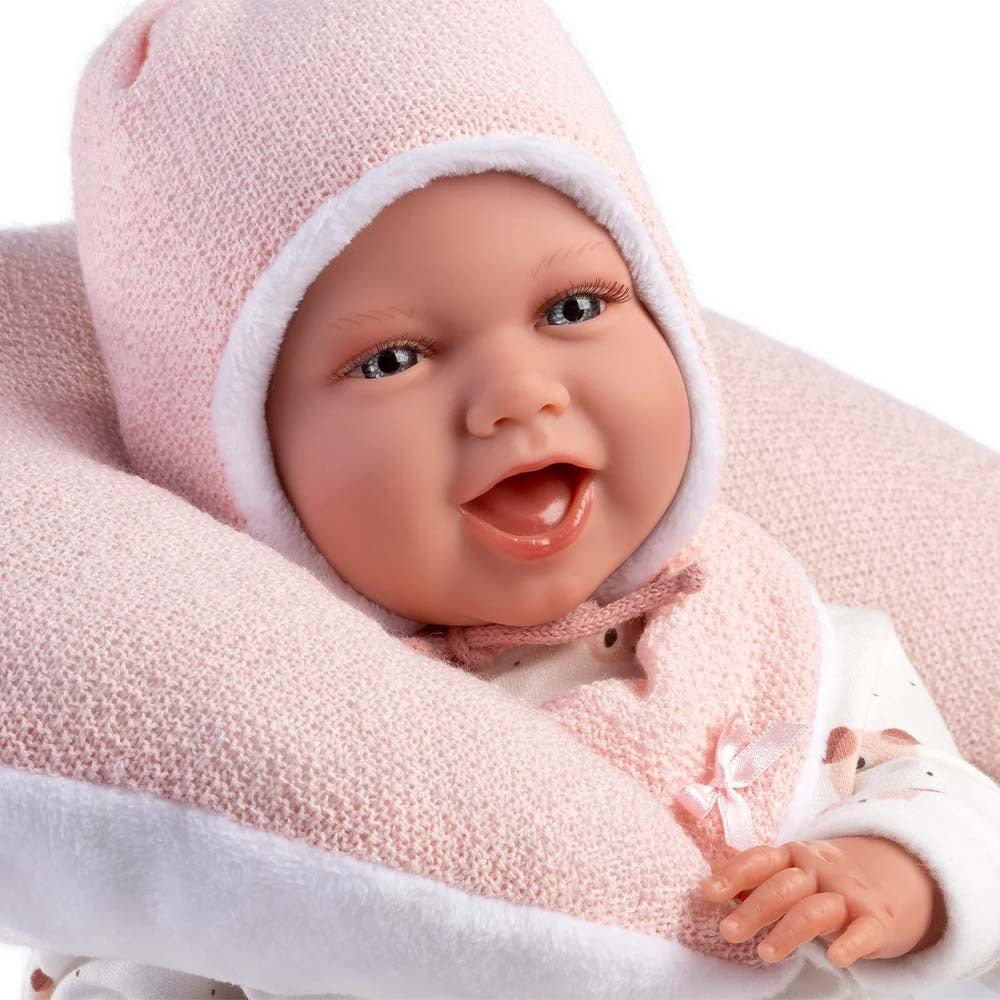 Llorens - Baby Girl Doll with Clothing & Pink Cushion: Mimi - 42cm
