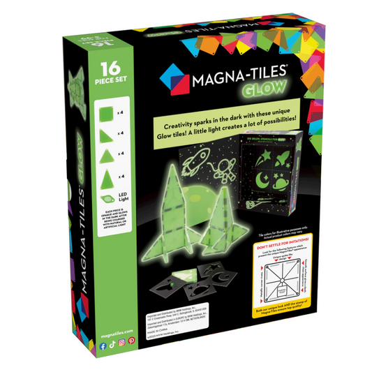 Magna-Tiles - Magnetic Construction Set - Glow Set - 16pcs