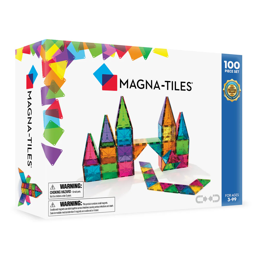 Magna-Tiles - Magnetic Construction Set - Translucent Colours - 100pcs