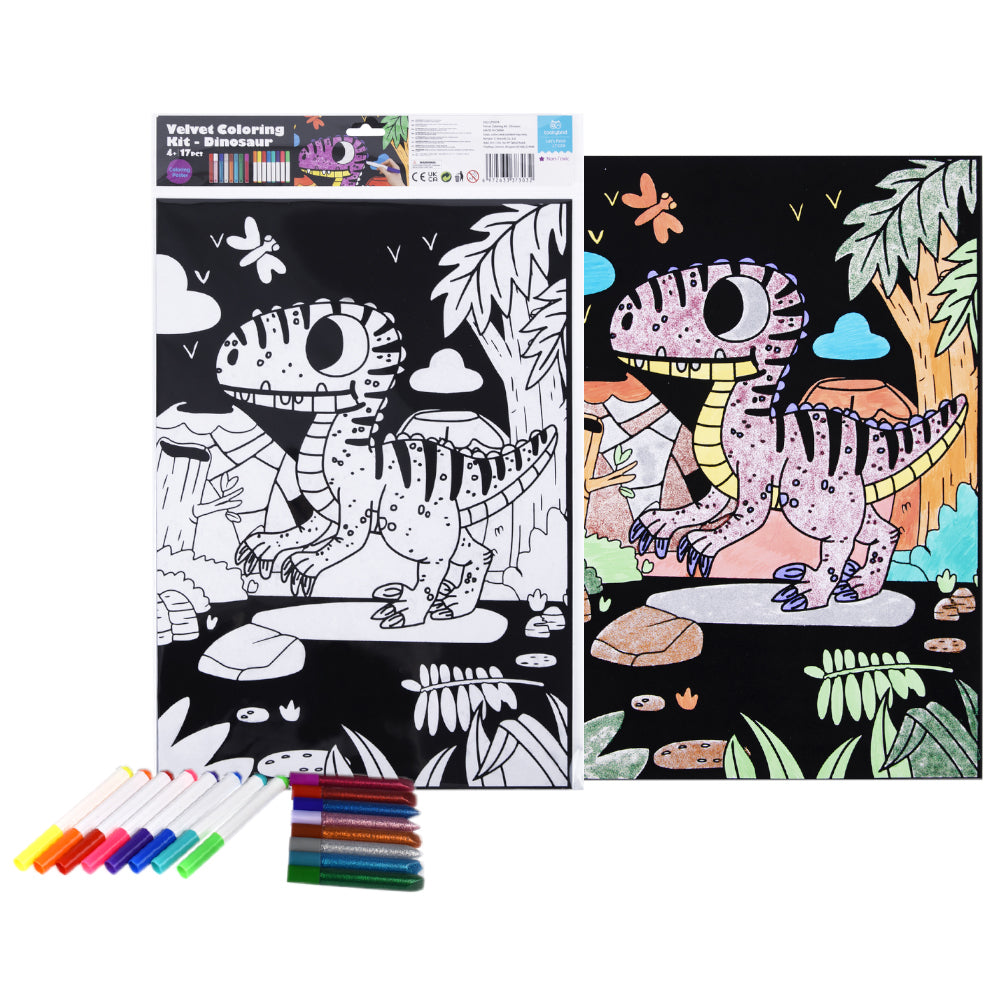 TookyToy - Velvet Colouring Kit - Dinosaur - Motherhood