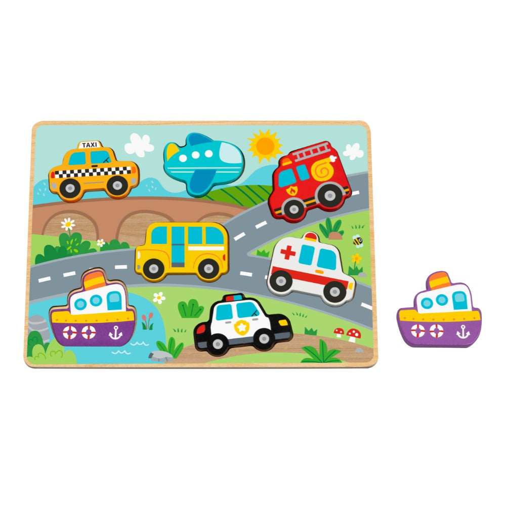 hi Pando - Chunky Wooden Puzzle - Transport - 8pcs