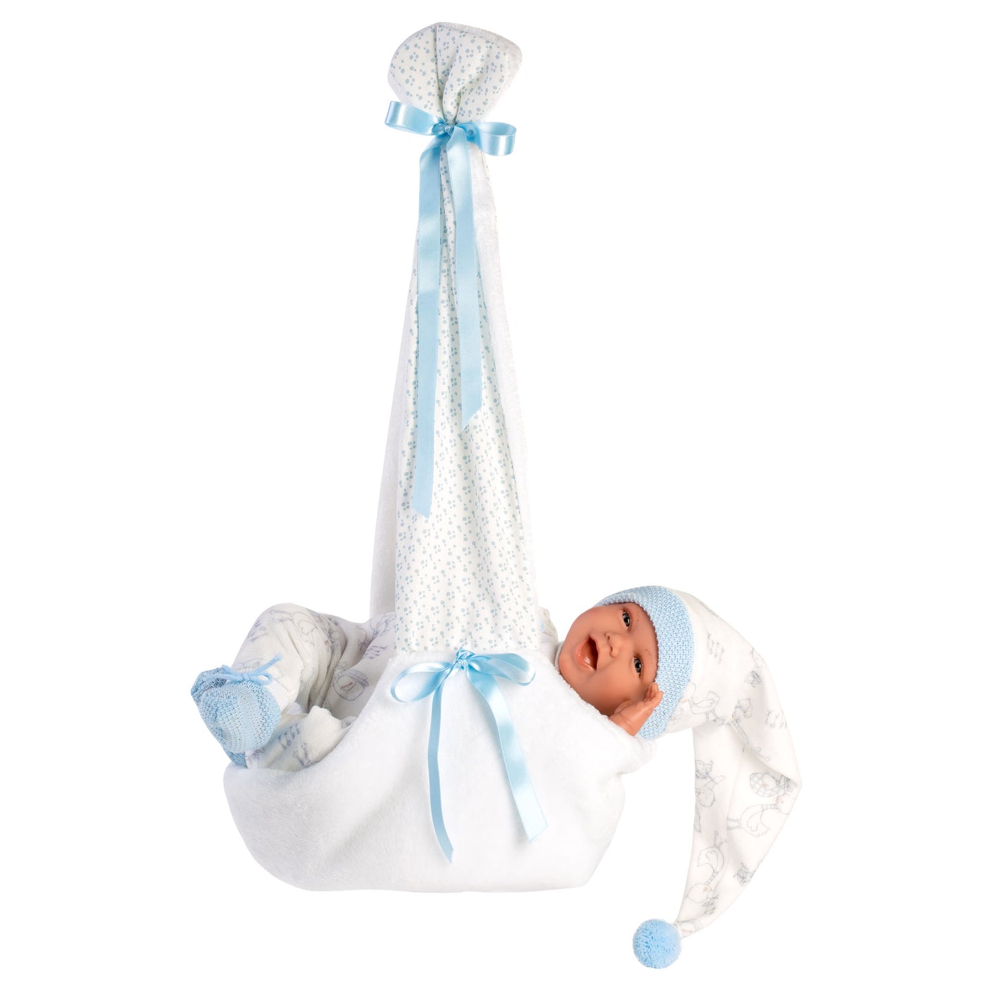 Llorens - Baby Boy Doll with Laughing Mechanism Clothing & Baby Swing: Mimo - 42cm - Motherhood